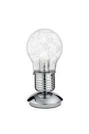   
                        Настольная лампа IDEAL LUX  (Италия) 48610    
                         в стиле Хай-тек.  
                        Тип источника света: светодиодная лампа, сменная.                                                 Цвета плафонов и подвесок: Прозрачный, Серый.                         Материал: Стекло, Алюминий.                          фото 1