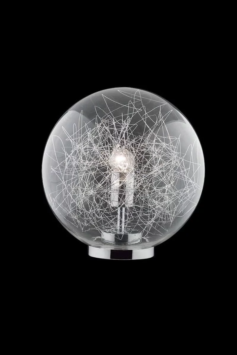  
                        Настольная лампа IDEAL LUX  (Италия) 48645    
                         в стиле Хай-тек.  
                        Тип источника света: светодиодная лампа, сменная.                                                 Цвета плафонов и подвесок: Серый, Прозрачный.                         Материал: Стекло, Алюминий.                          фото 1