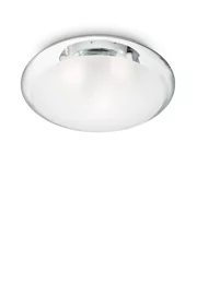   
                        Светильник потолочный IDEAL LUX  (Италия) 48922    
                         в стиле Модерн.  
                        Тип источника света: светодиодная лампа, сменная.                         Форма: Круг.                         Цвета плафонов и подвесок: Прозрачный, Белый.                         Материал: Стекло.                          фото 1