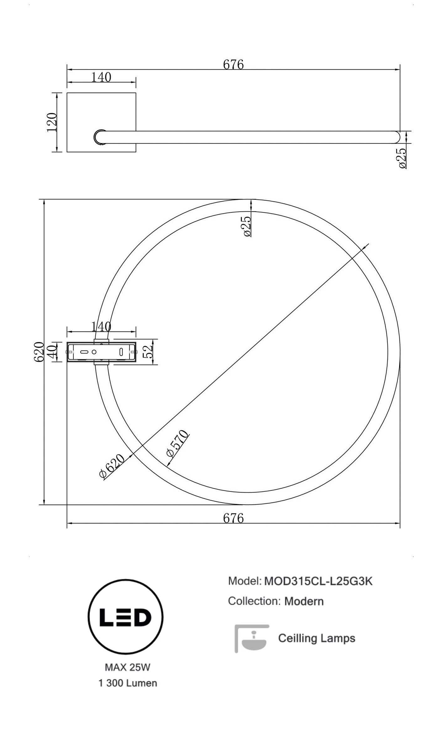  
                        Світильник стельовий MAYTONI (Німеччина) 50106    
                         у стилі хай-тек.  
                        Тип джерела світла: вбудовані світлодіоди led.                         Форма: коло.                         Кольори плафонів і підвісок: білий.                         Матеріал: акрил.                          фото 3