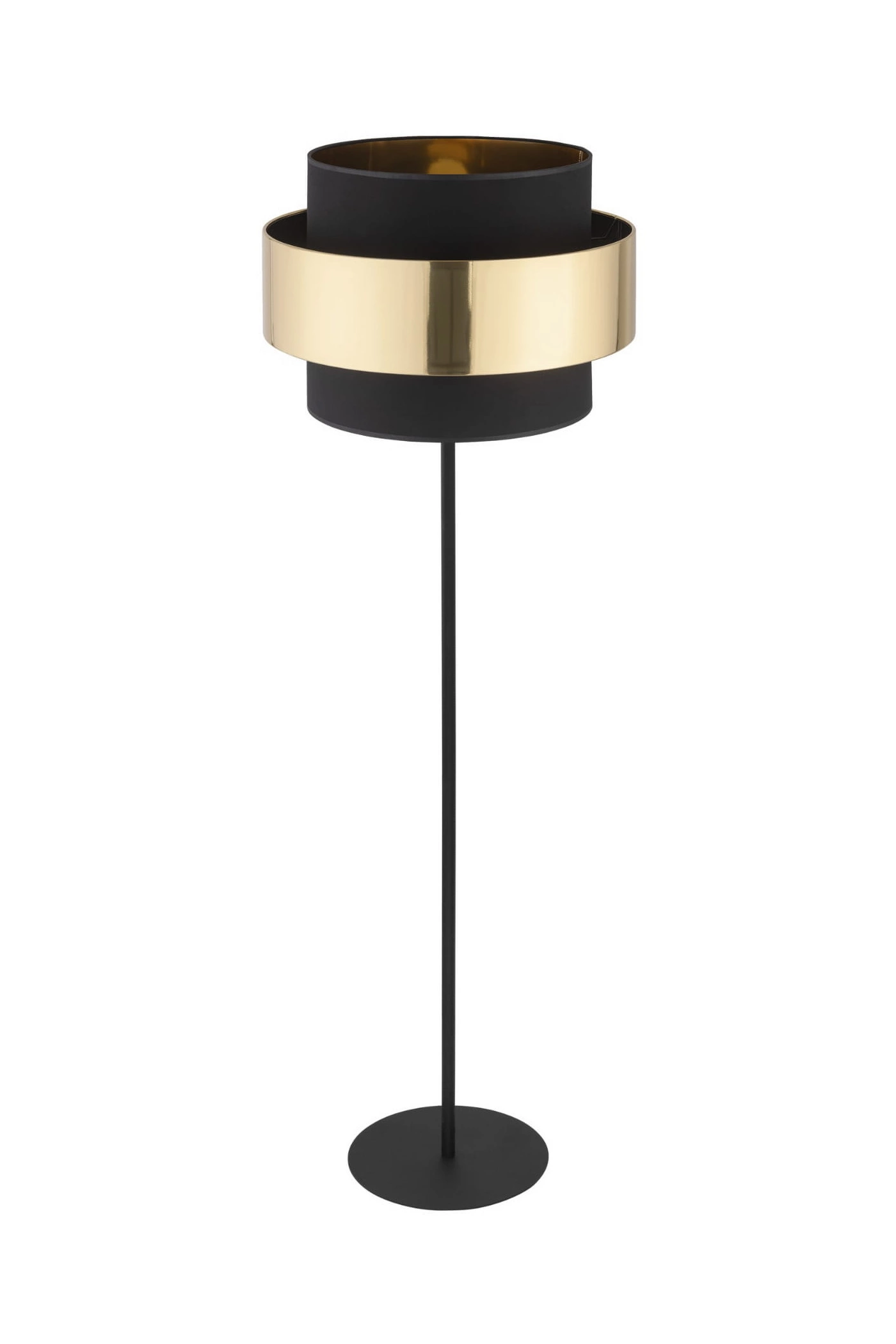   
                        Торшер TK LIGHTING (Польща) 51663    
                         у стилі Лофт, Модерн.  
                        Тип джерела світла: світлодіодна лампа, змінна.                                                 Кольори плафонів і підвісок: Чорний, Золото.                         Матеріал: Тканина.                          фото 1
