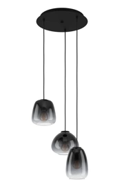   
                        
                        Люстра EGLO (Австрия) 53182    
                         в стиле Модерн.  
                        Тип источника света: светодиодная лампа, сменная.                         Форма: Круг.                         Цвета плафонов и подвесок: Черный, Серый.                         Материал: Стекло.                          фото 1