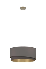   
                        
                        Люстра EGLO (Австрія) 53792    
                         у стилі Модерн.  
                        Тип джерела світла: світлодіодна лампа, змінна.                         Форма: Циліндр.                         Кольори плафонів і підвісок: Сірий, Коричневий, Золото.                         Матеріал: Тканина.                          фото 1