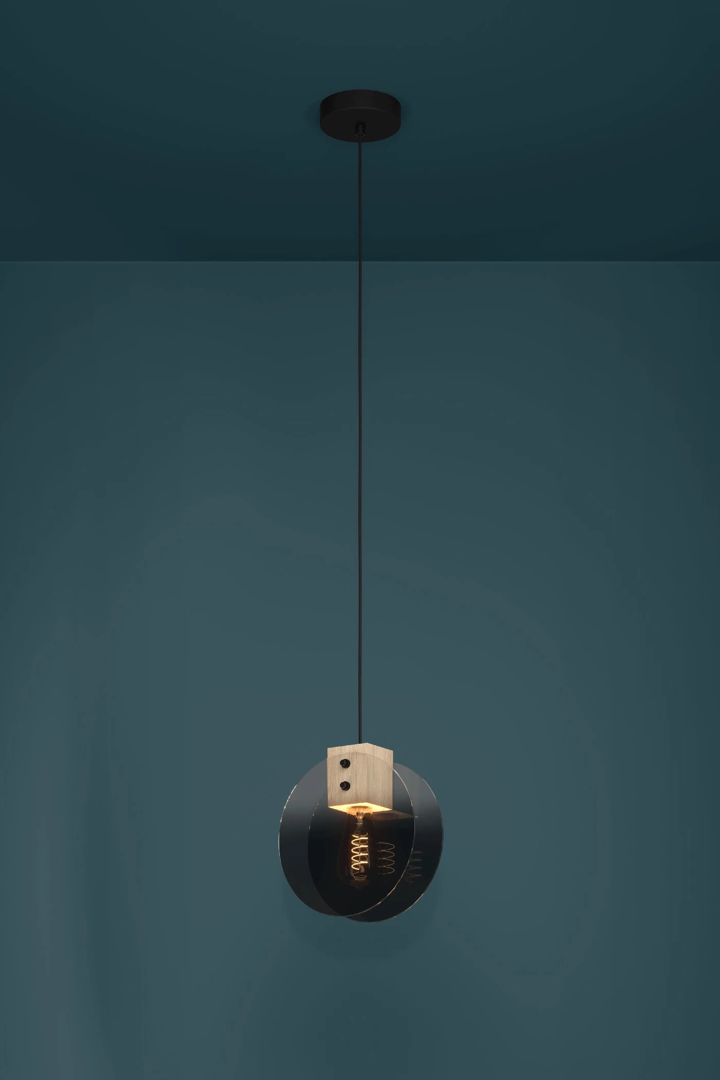   
                        Люстра EGLO (Австрія) 53904    
                         у стилі Модерн.  
                        Тип джерела світла: світлодіодна лампа, змінна.                         Форма: Коло.                         Кольори плафонів і підвісок: Чорний, Прозорий, Сірий.                         Матеріал: Скло.                          фото 2