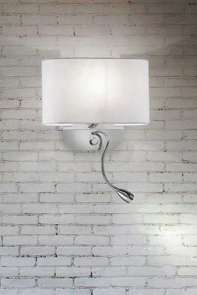   
                        
                        Бра IDEAL LUX (Італія) 56389    
                         у стилі Скандинавський.  
                        Тип джерела світла: світлодіодна лампа, змінна, вбудований led-модуль, незмінний.                                                 Кольори плафонів і підвісок: Білий.                         Матеріал: Пластик, Тканина.                          фото 2