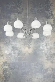   
                        Люстра IDEAL LUX (Італія) 56420    
                         у стилі Модерн.  
                        Тип джерела світла: світлодіодна лампа, змінна.                         Форма: Коло.                         Кольори плафонів і підвісок: Білий.                         Матеріал: Скло.                          фото 1