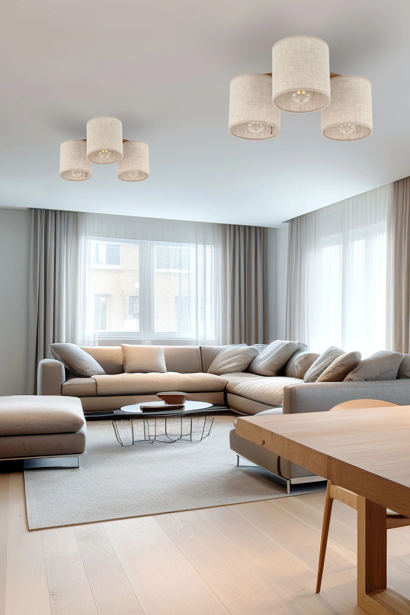   
                        
                        Люстра TK LIGHTING (Польша) 57145    
                         В стиле Скандинавский, Прованс, Модерн.  
                        Тип источника света: светодиодная лампа, сменная.                         Форма: Круг.                         Цвета плафонов и подвесок: Бежевый.                         Материал: Ткань.                          фото 8
