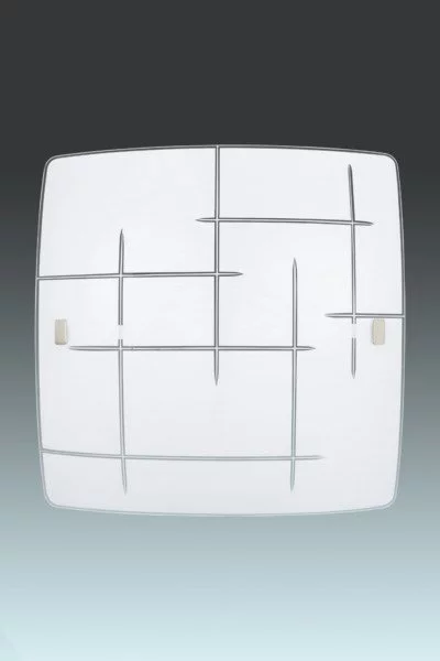   
                        
                        Светильник потолочный EGLO (Австрия) 58006    
                         в стиле Модерн.  
                        Тип источника света: светодиодная лампа, сменная.                         Форма: Квадрат.                         Цвета плафонов и подвесок: Белый, Прозрачный, Рисунок.                         Материал: Стекло.                          фото 2