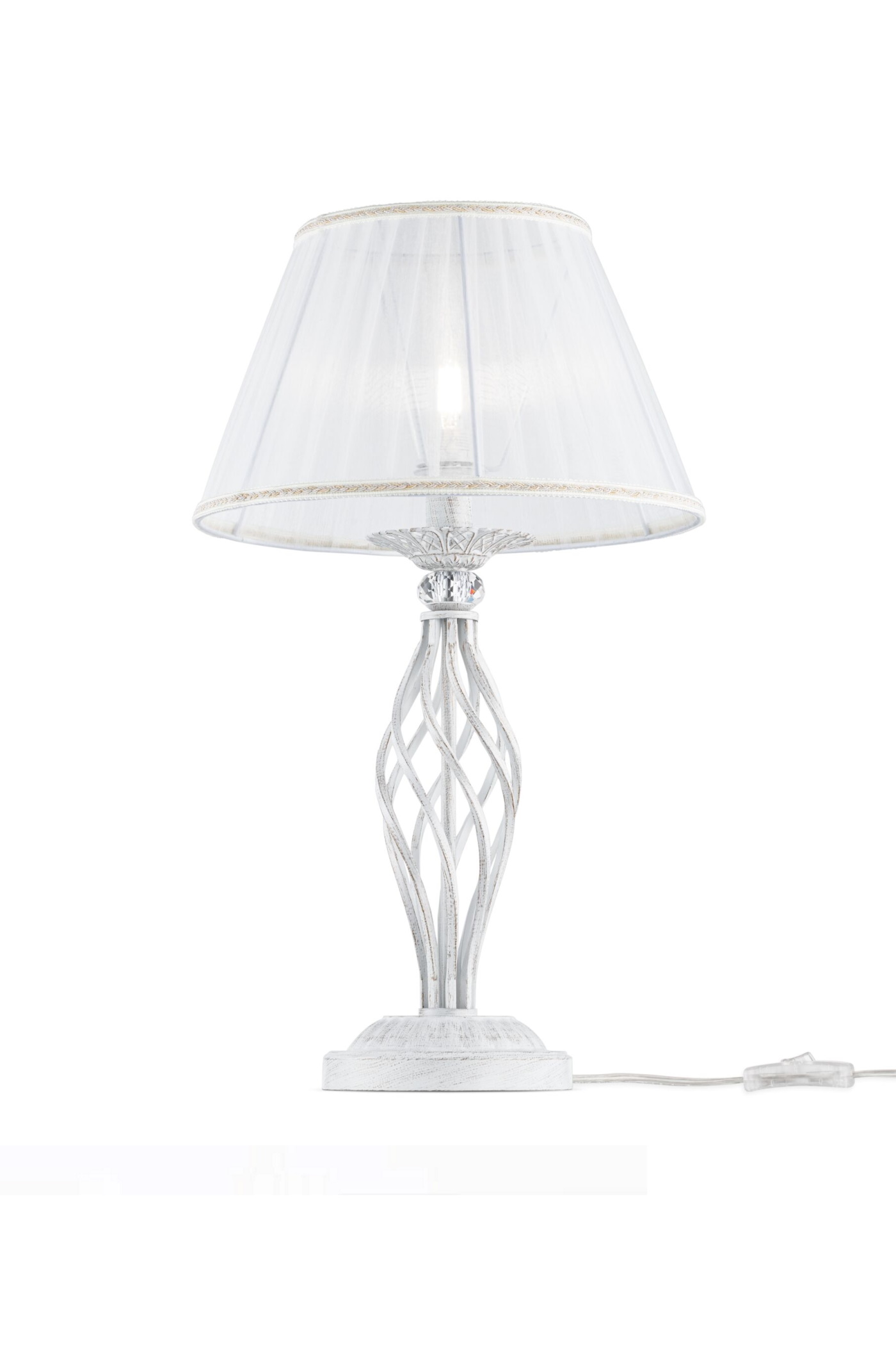   
                        Настільна лампа MAYTONI (Німеччина) 58476    
                         у стилі класика, прованс.  
                        Тип джерела світла: cвітлодіодні led, енергозберігаючі, розжарювання.                                                 Кольори плафонів і підвісок: білий.                         Матеріал: тканина.                          фото 1