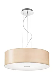   
                        Люстра IDEAL LUX  (Италия) 67601    
                         в стиле Модерн.  
                        Тип источника света: светодиодная лампа, сменная.                         Форма: Круг, Цилиндр.                         Цвета плафонов и подвесок: Бежевый.                         Материал: Пластик, Стекло, Ткань.                          фото 1