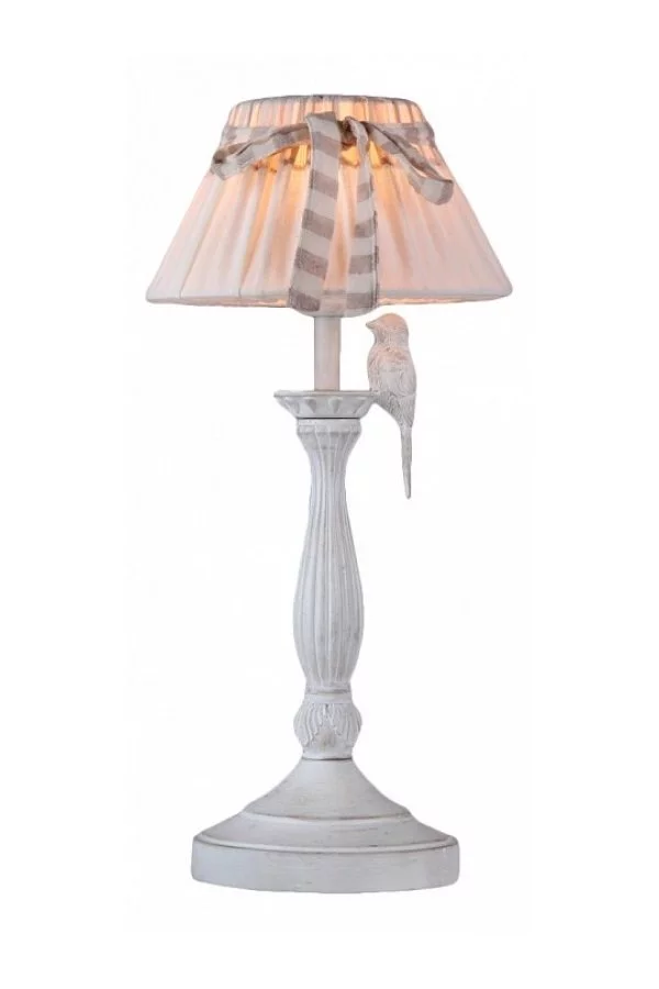   
                        Настільна лампа MAYTONI (Німеччина) 74628    
                         у стилі прованс.  
                        Тип джерела світла: cвітлодіодні led, енергозберігаючі, розжарювання.                                                 Кольори плафонів і підвісок: білий, сірий.                         Матеріал: тканина.                          фото 1