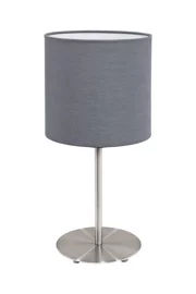   
                        Настільна лампа EGLO (Австрія) 75084    
                         у стилі модерн.  
                        Тип джерела світла: cвітлодіодні led, енергозберігаючі, розжарювання.                                                 Кольори плафонів і підвісок: сірий.                         Матеріал: тканина.                          фото 1