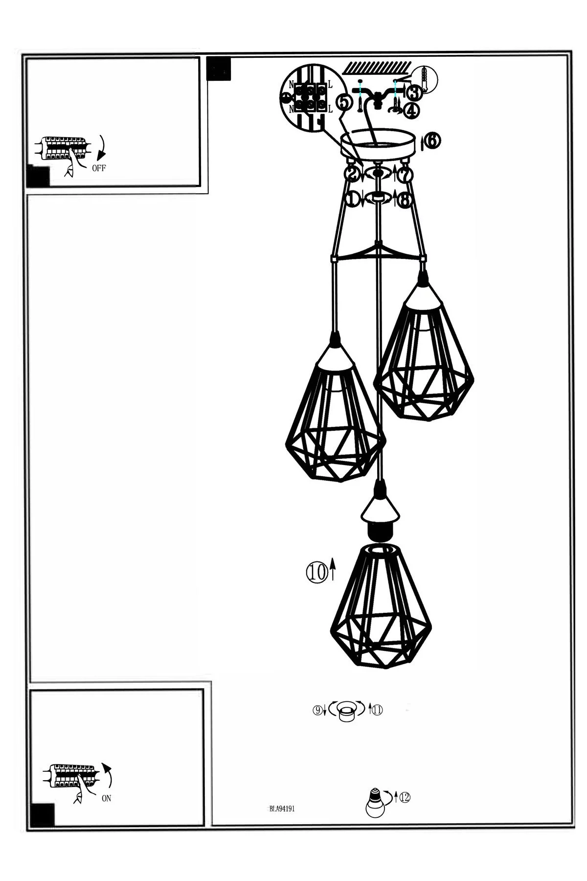   
                        Люстра EGLO (Австрія) 82768    
                         у стилі Лофт, Скандинавський.  
                        Тип джерела світла: світлодіодна лампа, змінна.                         Форма: Коло.                         Кольори плафонів і підвісок: Чорний.                         Матеріал: Сталь.                          фото 3