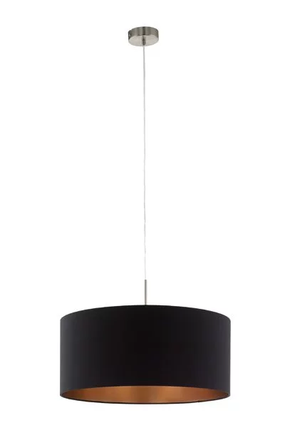   
                        Люстра EGLO (Австрія) 83160    
                         у стилі Модерн.  
                        Тип джерела світла: світлодіодна лампа, змінна.                         Форма: Коло.                         Кольори плафонів і підвісок: Чорний, Мідь.                         Матеріал: Тканина.                          фото 1