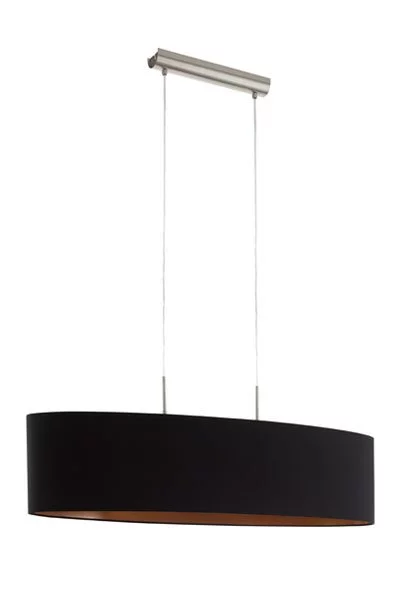   
                        Люстра EGLO (Австрія) 83162    
                         у стилі Модерн.  
                        Тип джерела світла: світлодіодна лампа, змінна.                         Форма: Овал.                         Кольори плафонів і підвісок: Чорний, Мідь.                         Матеріал: Тканина.                          фото 1