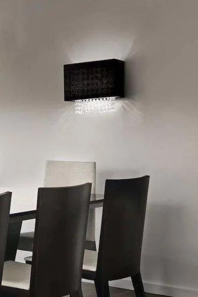   
                        
                        Бра IDEAL LUX (Італія) 87808    
                         у стилі Модерн.  
                        Тип джерела світла: світлодіодна лампа, змінна.                                                 Кольори плафонів і підвісок: Чорний, Прозорий.                         Матеріал: Тканина, Кришталь.                          фото 2