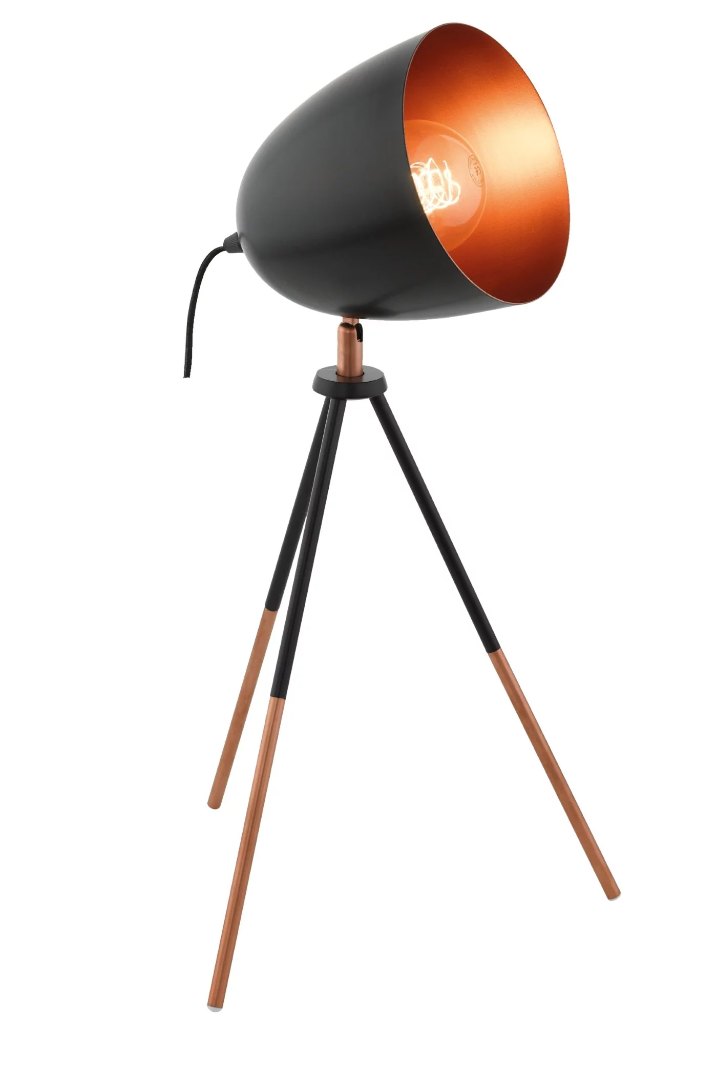   
                        Настільна лампа EGLO (Австрія) 89059    
                         у стилі лофт.  
                        Тип джерела світла: cвітлодіодні led, енергозберігаючі, розжарювання.                                                 Кольори плафонів і підвісок: чорний, мідь.                         Матеріал: сталь.                          фото 1