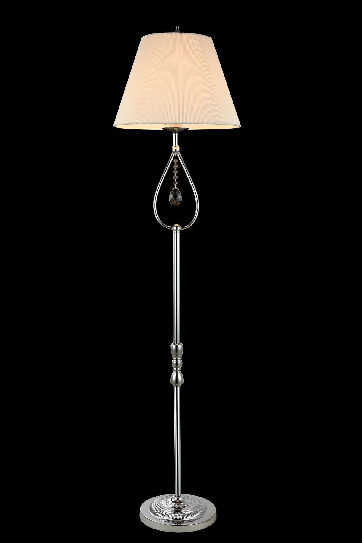   
                        Торшер MAYTONI (Німеччина) 89102    
                         у стилі Класика.  
                        Тип джерела світла: світлодіодна лампа, змінна.                                                 Кольори плафонів і підвісок: Білий, Прозорий.                         Матеріал: Тканина, Скло.                          фото 2