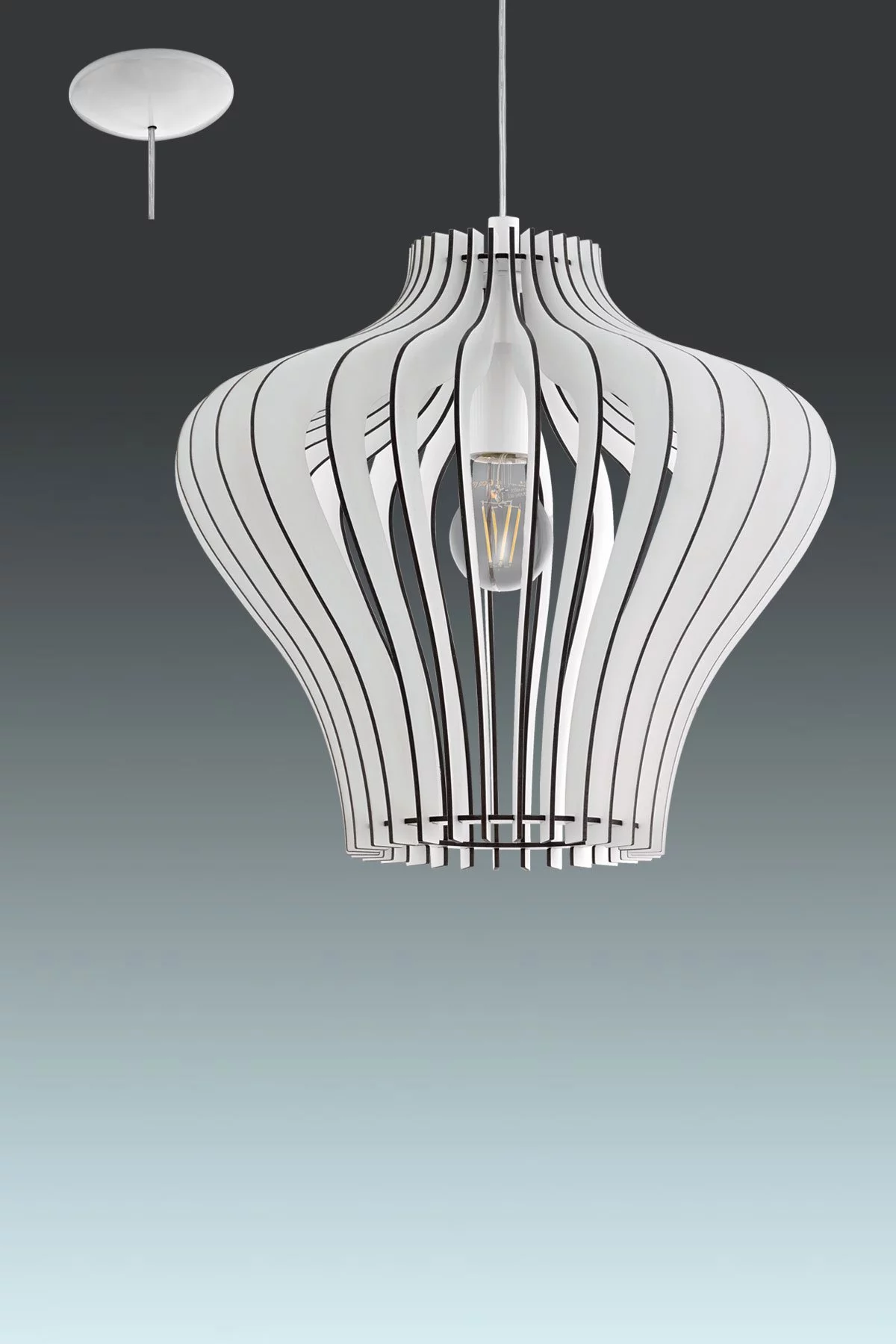   
                        Люстра EGLO (Австрія) 89191    
                         у стилі Модерн.  
                        Тип джерела світла: світлодіодна лампа, змінна.                         Форма: Коло.                         Кольори плафонів і підвісок: Білий, Чорний.                         Матеріал: Дерево.                          фото 1