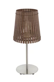   
                        Настольная лампа EGLO  (Австрия) 89972    
                         в стиле Кантри.  
                        Тип источника света: светодиодная лампа, сменная.                                                 Цвета плафонов и подвесок: Коричневый.                         Материал: Дерево.                          фото 1