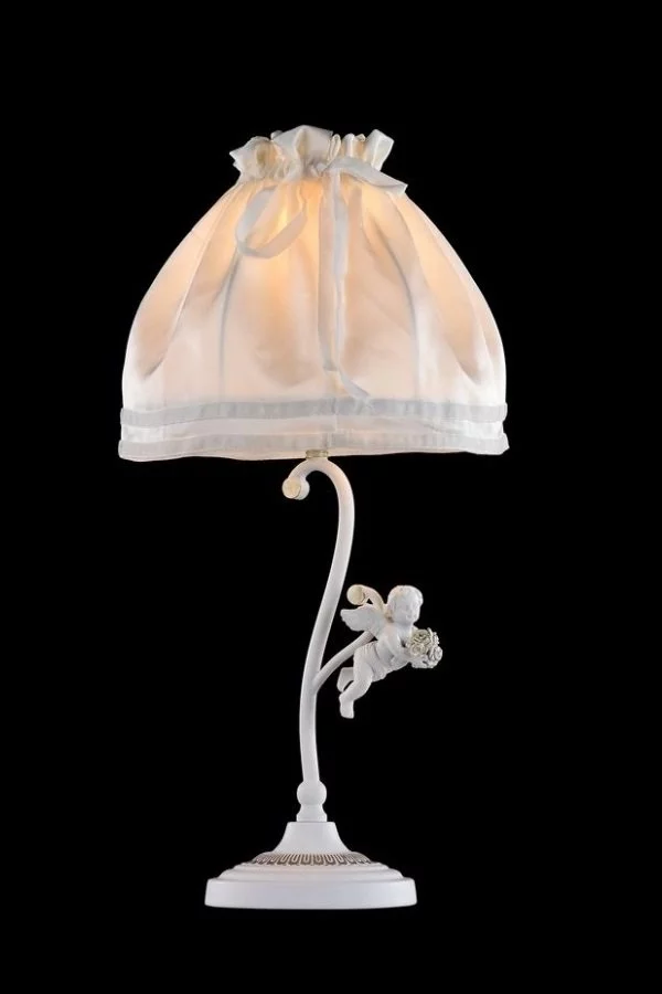   
                        Настольная лампа MAYTONI  (Германия) 90675    
                         в стиле Прованс, Флористика.  
                        Тип источника света: светодиодная лампа, сменная.                                                 Цвета плафонов и подвесок: Белый.                         Материал: Ткань.                          фото 6