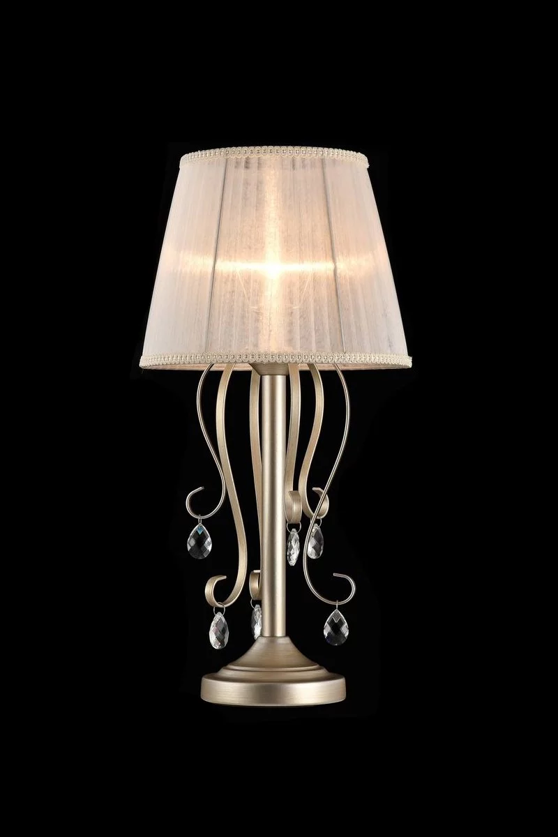   
                        Настільна лампа FREYA (Німеччина) 91060    
                         у стилі Модерн.  
                        Тип джерела світла: світлодіодна лампа, змінна.                                                 Кольори плафонів і підвісок: Бежевий, Прозорий.                         Матеріал: Тканина, Скло.                          фото 1