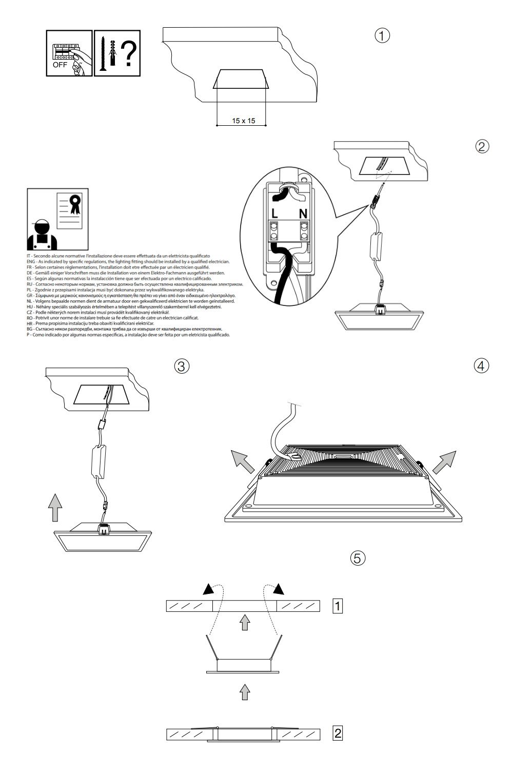   
                        Точковий світильник IDEAL LUX (Італія) 94257    
                         у стилі модерн.  
                        Тип джерела світла: вбудовані світлодіоди led.                         Форма: квадрат.                         Кольори плафонів і підвісок: білий.                         Матеріал: пластик.                          фото 4
