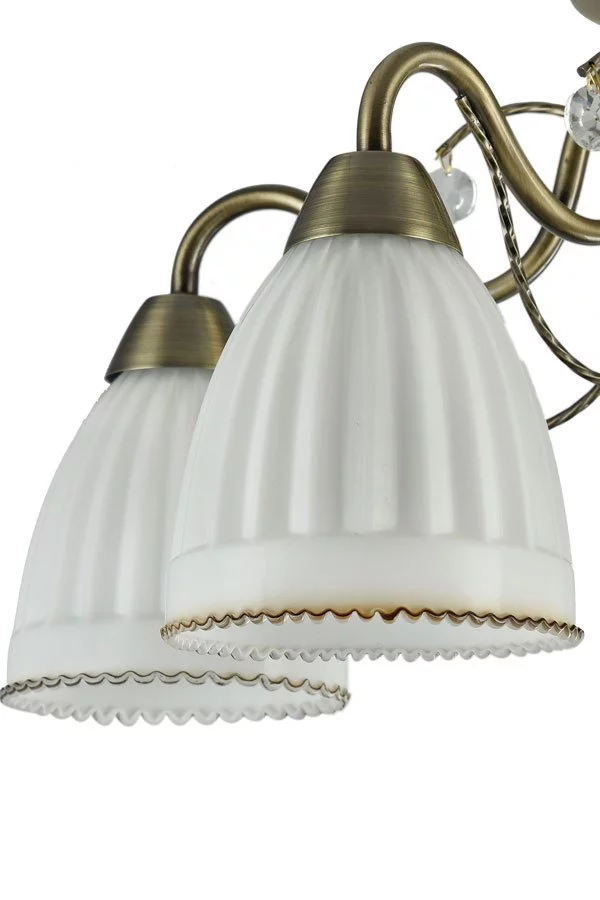   
                        Люстра FREYA (Німеччина) 95676    
                         у стилі Класика.  
                        Тип джерела світла: світлодіодна лампа, змінна.                         Форма: Коло.                         Кольори плафонів і підвісок: Білий.                         Матеріал: Скло.                          фото 4