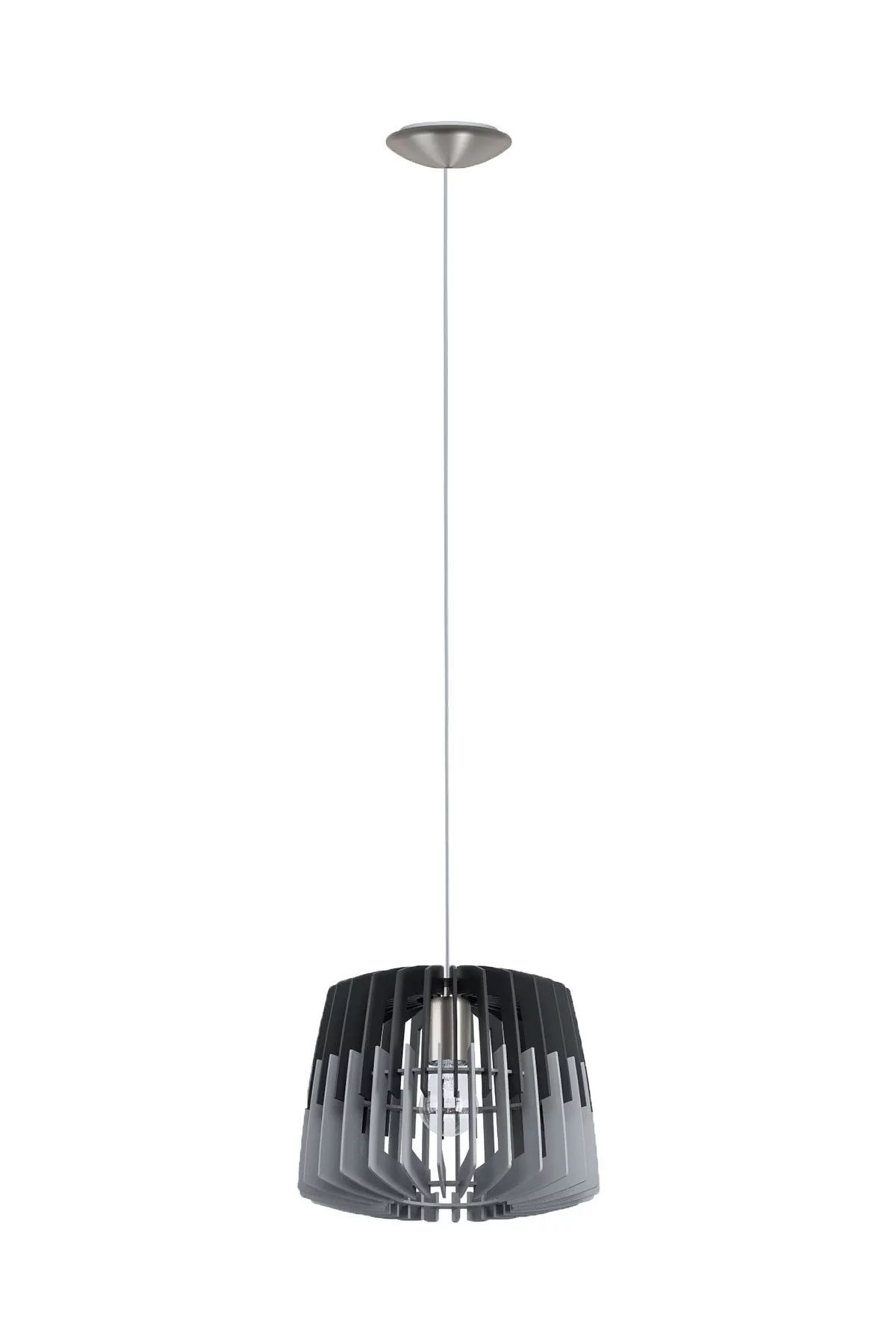   
                        Люстра EGLO (Австрія) 95885    
                         у стилі Модерн.  
                        Тип джерела світла: світлодіодна лампа, змінна.                         Форма: Коло.                         Кольори плафонів і підвісок: Сірий, Чорний.                         Матеріал: Дерево.                          фото 1