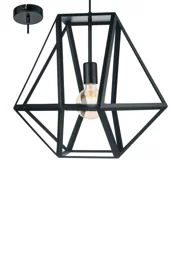   
                        Люстра EGLO (Австрія) 96370    
                         у стилі Лофт, Скандинавський.  
                        Тип джерела світла: світлодіодна лампа, змінна.                         Форма: Коло.                         Кольори плафонів і підвісок: Чорний.                         Матеріал: Сталь.                          фото 1