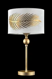   
                        Настільна лампа MAYTONI (Німеччина) 97159    
                         у стилі Флористика.  
                        Тип джерела світла: світлодіодна лампа, змінна.                                                 Кольори плафонів і підвісок: Білий, Золото.                         Матеріал: Тканина, Пластик.                          фото 1