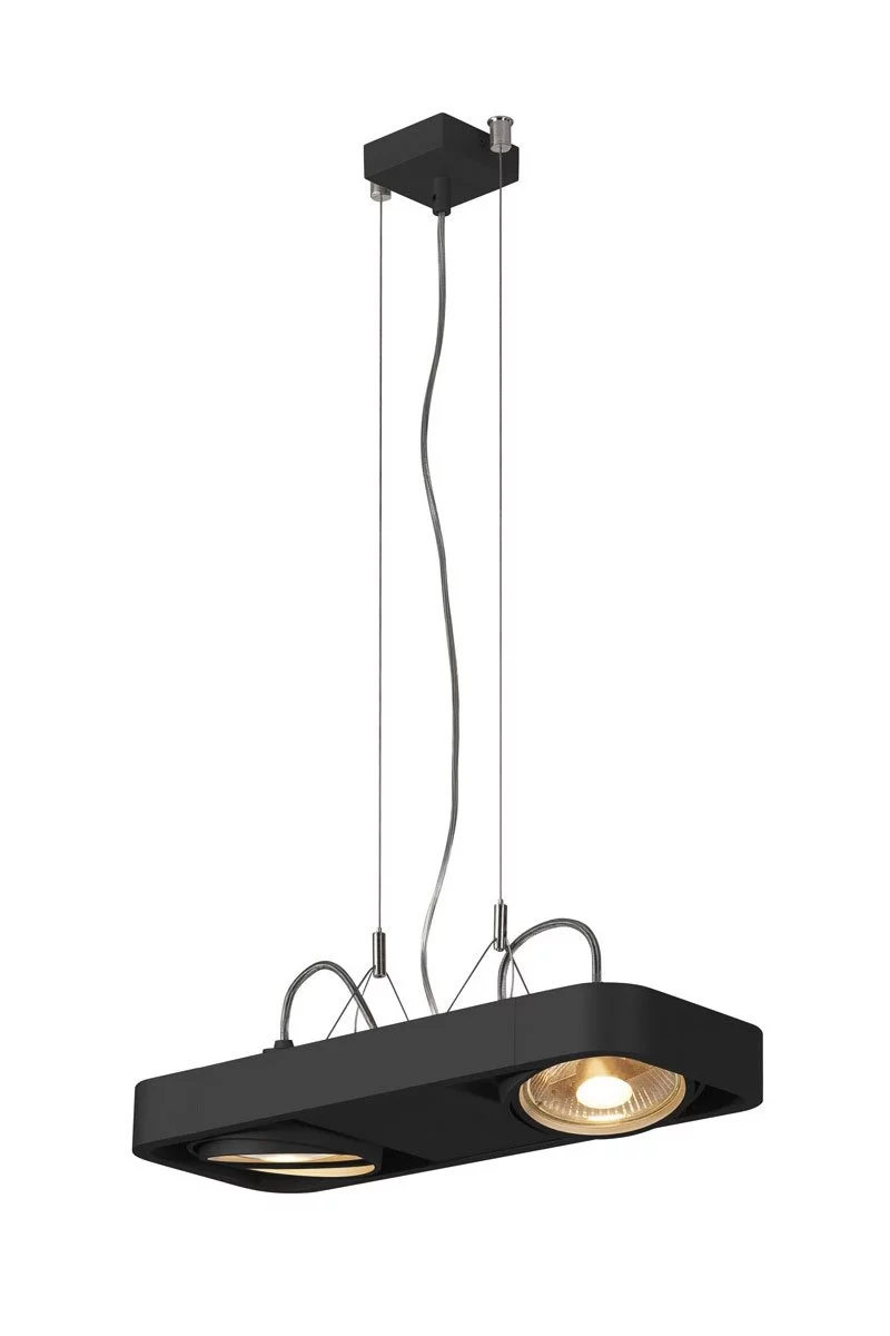   
                        Люстра SLV  (Германия) 98973    
                         в стиле Хай-тек.  
                        Тип источника света: светодиодная лампа, сменная.                         Форма: Прямоугольник.                         Цвета плафонов и подвесок: Черный.                         Материал: Алюминий.                          фото 1