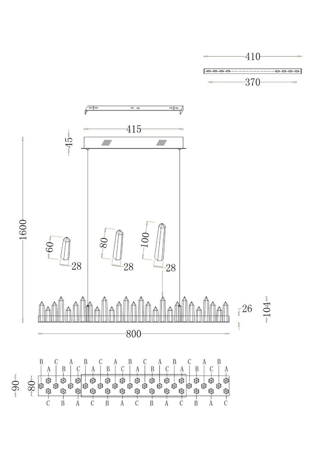   
                        Люстра MAYTONI (Німеччина) 99164    
                         у стилі Арт-деко.  
                        Тип джерела світла: вбудований led-модуль, незмінний.                         Форма: Прямокутник.                         Кольори плафонів і підвісок: Прозорий.                         Матеріал: Скло.                          фото 5